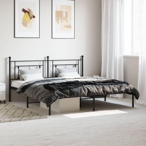 Sengeramme med sengegavl 183 × 213 cm - metal, sort