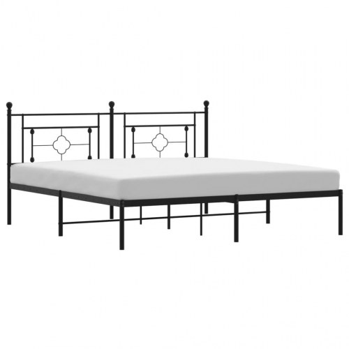 Sengeramme med sengegavl 183 × 213 cm - metal, sort
