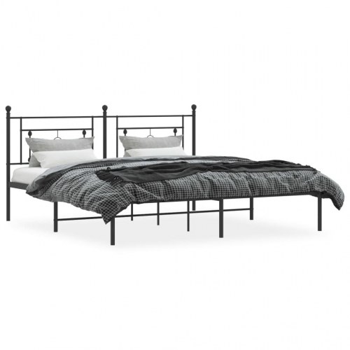 Sengeramme med sengegavl 183 × 213 cm - metal, sort