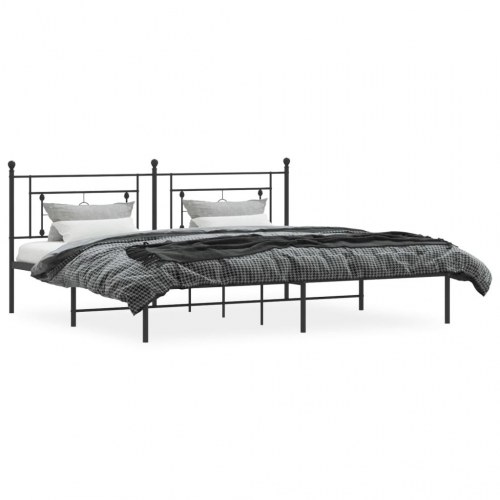 Sengeramme med sengegavl 200×200 cm - metal, sort