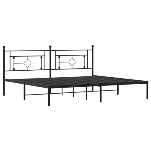 Sengeramme med sengegavl 200×200 cm - metal, sort