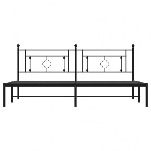Sengeramme med sengegavl 200×200 cm - metal, sort