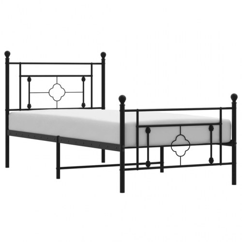 Sengeramme med gavl og fodgærde 100x200 cm - metal, sort