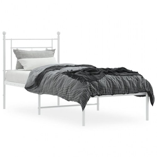Sengeramme i metal med hovedgærde 75x190 cm - hvid