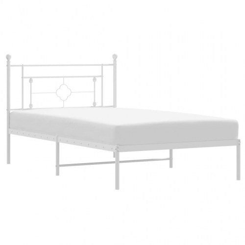 Sengeramme med sengegavl 107x203 cm - metal, hvid