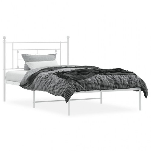 Sengeramme med sengegavl 107x203 cm - metal, hvid