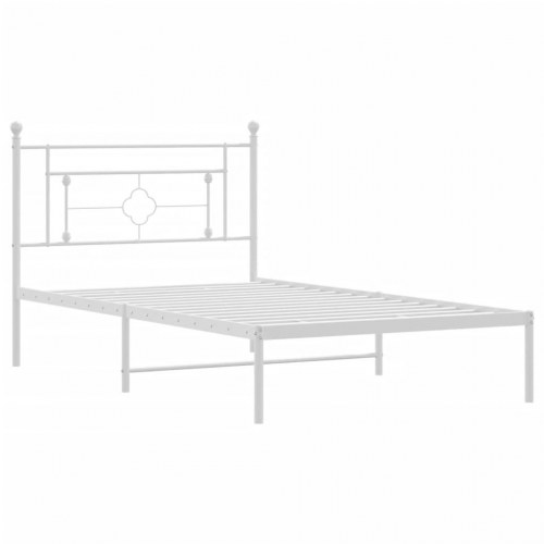 Sengeramme med sengegavl 107x203 cm - metal, hvid