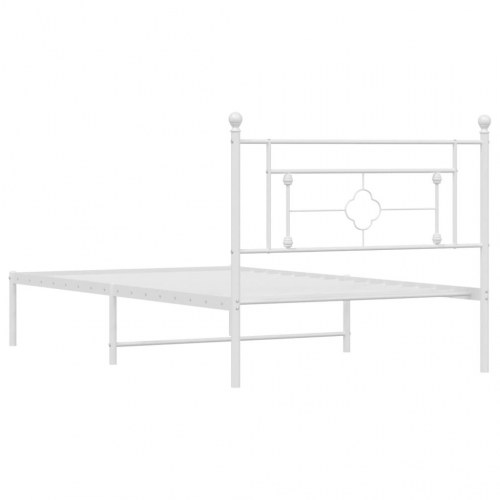 Sengeramme med sengegavl 107x203 cm - metal, hvid