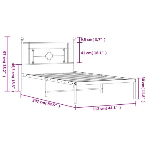 Sengeramme med sengegavl 107x203 cm - metal, hvid