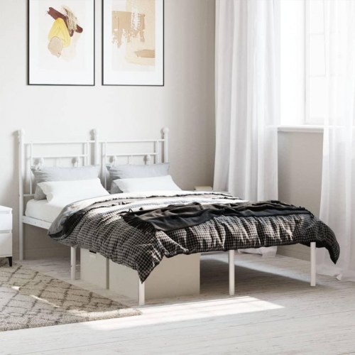 Sengeramme med sengegavl 120x200 cm - metal, hvid