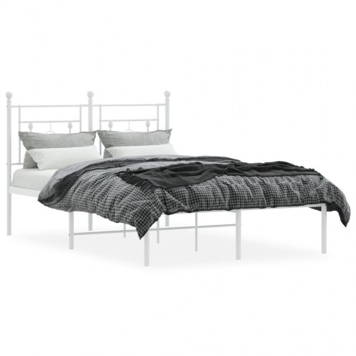 Sengeramme med sengegavl 120x200 cm - metal, hvid