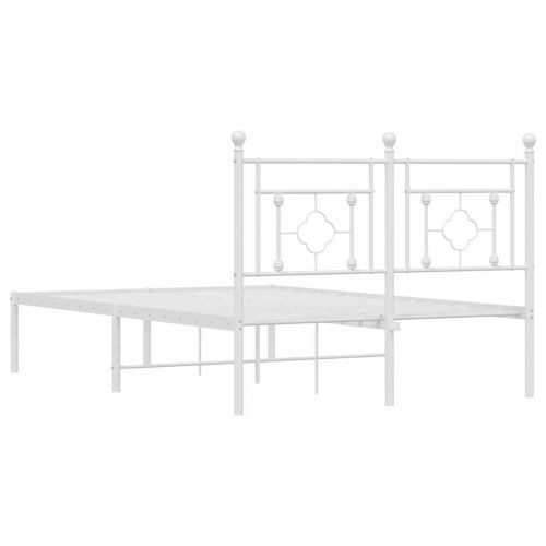 Sengeramme med sengegavl 120x200 cm - metal, hvid