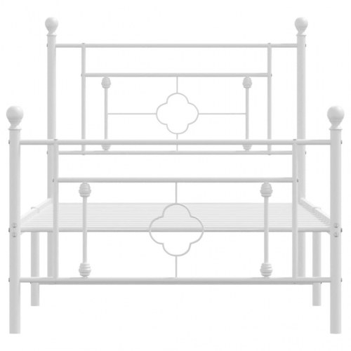 Sengeramme med sengegavl og fodgærde 90x200 cm metal hvid