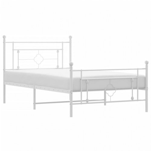 Sengeramme med sengegavl og fodgærde 107×203 cm - metal, hvid