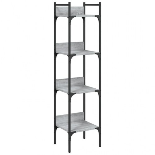 Bogreol med 4 hylder 35 x 30 x 138,5 cm - grå sonoma-eg