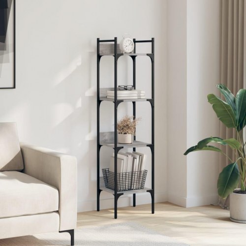 Bogreol med 4 hylder 35 x 30 x 138,5 cm - grå sonoma-eg