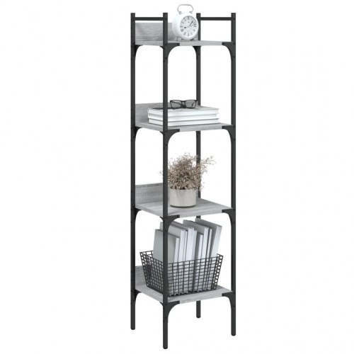 Bogreol med 4 hylder 35 x 30 x 138,5 cm - grå sonoma-eg