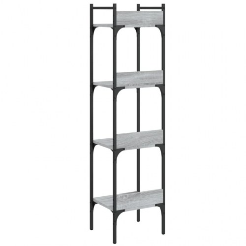 Bogreol med 4 hylder 35 x 30 x 138,5 cm - grå sonoma-eg