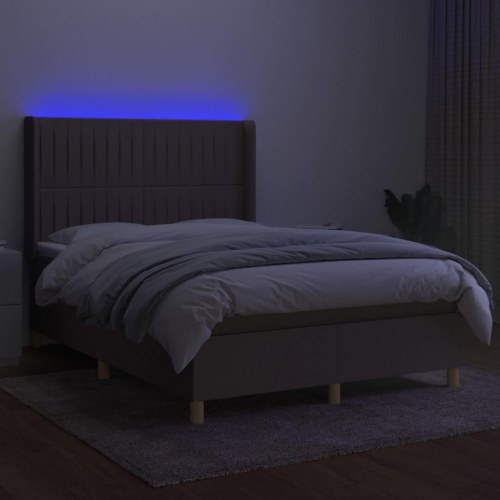 Kontinentalseng med LED-lys 140×190 cm - stof, gråbrun