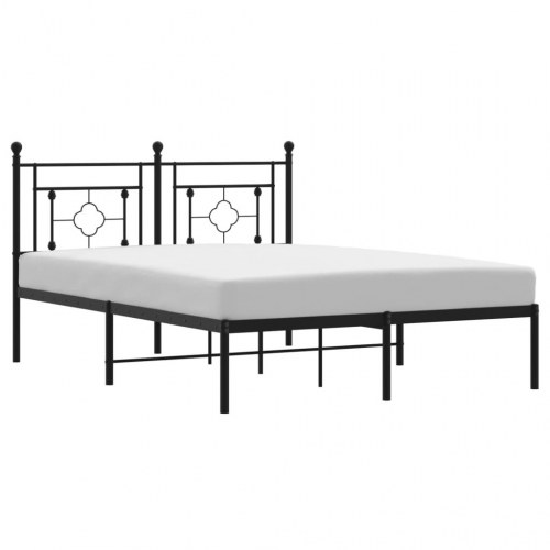 Sengeramme med sengegavl 140x200 cm - metal, sort