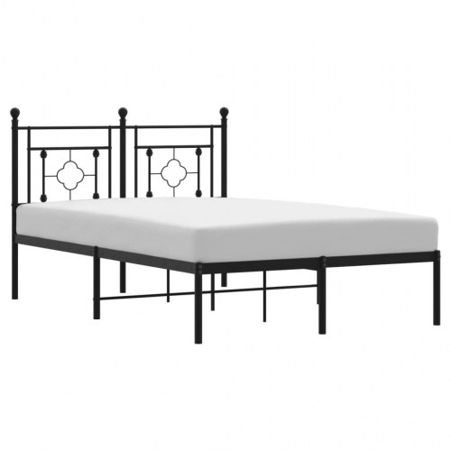Sengeramme med sengegavl 120x200 cm - metal, sort
