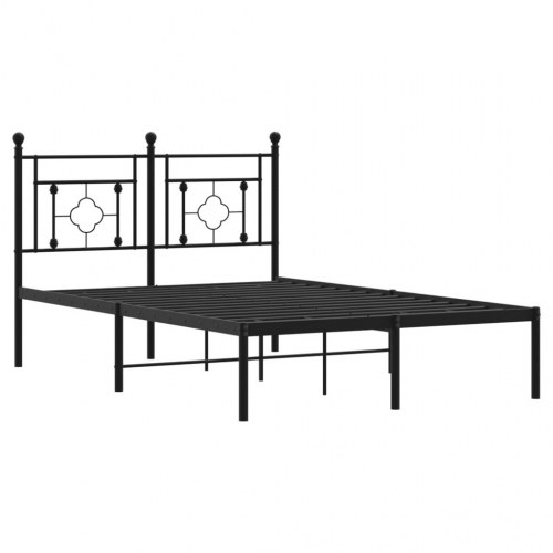 Sengeramme med sengegavl 120x200 cm - metal, sort