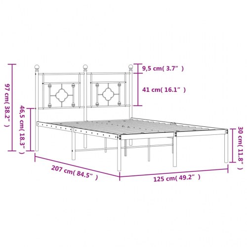 Sengeramme med sengegavl 120x200 cm - metal, sort