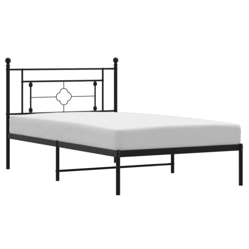 Sengeramme med sengegavl i metal - 107 × 203 cm, sort