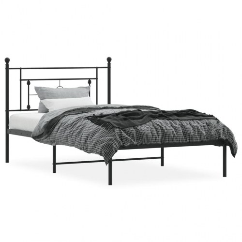 Sengeramme med sengegavl i metal - 107 × 203 cm, sort