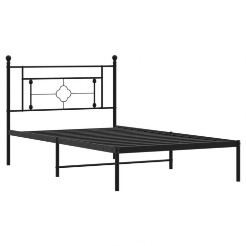 Sengeramme med sengegavl i metal - 107 × 203 cm, sort