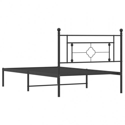 Sengeramme med sengegavl i metal - 107 × 203 cm, sort