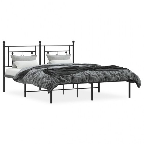 Sengeramme med sengegavl 160x200 cm - metal, sort