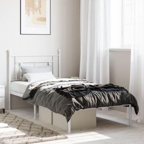 Sengeramme med sengegavl 90x190 cm metal hvid