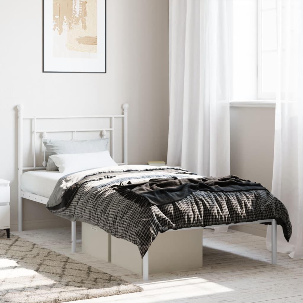 Sengeramme med sengegavl 90x190 cm metal hvid