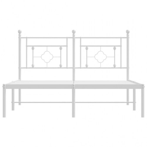 Sengeramme med sengegavl 140x200 cm - metal, hvid