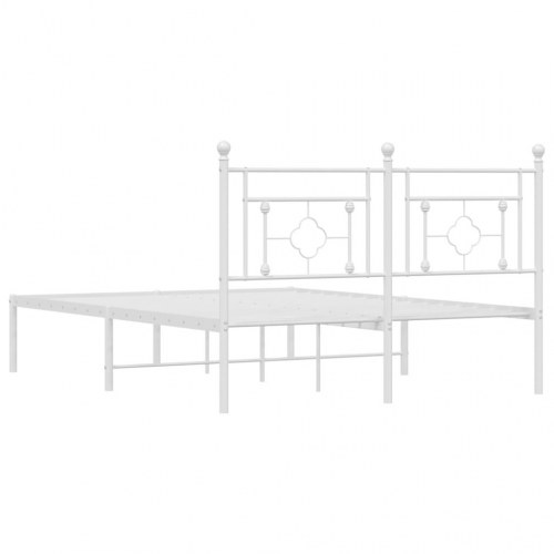 Sengeramme med sengegavl 140x200 cm - metal, hvid