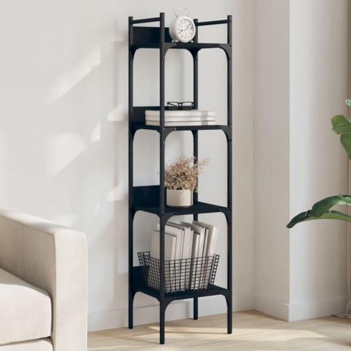 Bogreol med 4 hylder - sort 35 x 30 x 138,5 cm