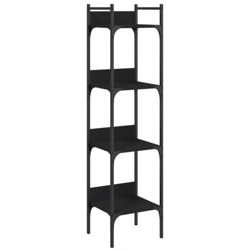 Bogreol med 4 hylder - sort 35 x 30 x 138,5 cm