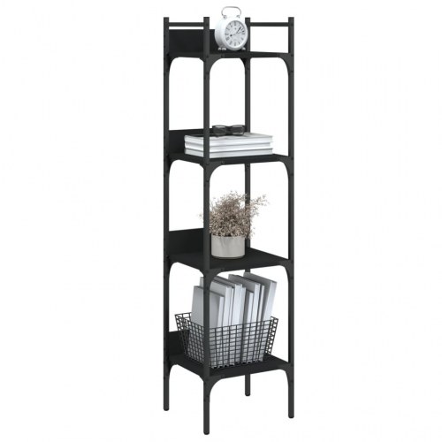 Bogreol med 4 hylder - sort 35 x 30 x 138,5 cm