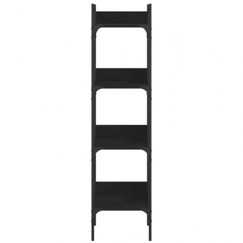 Bogreol med 4 hylder - sort 35 x 30 x 138,5 cm