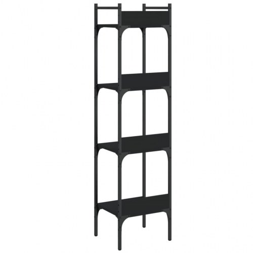 Bogreol med 4 hylder - sort 35 x 30 x 138,5 cm