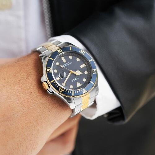 Timex Harborside Coast herreur 43 mm - blå skive, stållænke