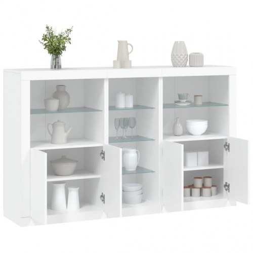 Skænk med LED-lys - 162×37×100 cm, hvid