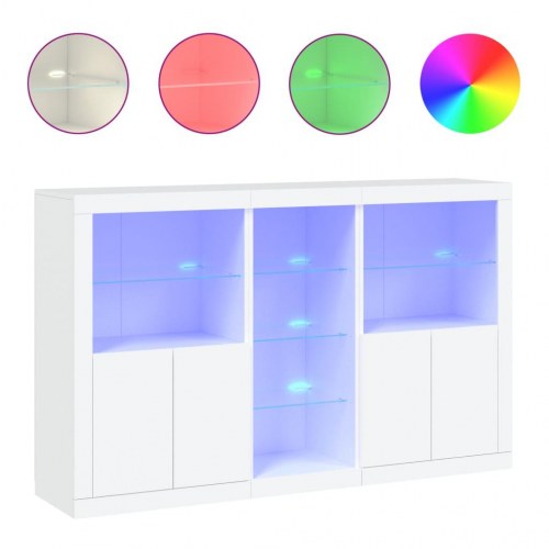 Skænk med LED-lys - 162×37×100 cm, hvid