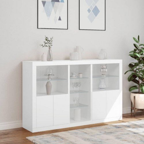 Skænk med LED-lys - 162×37×100 cm, hvid