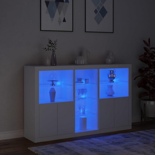 Skænk med LED-lys - 162×37×100 cm, hvid