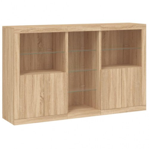 Skænk med LED-lys 162×37×100 cm - sonoma-eg