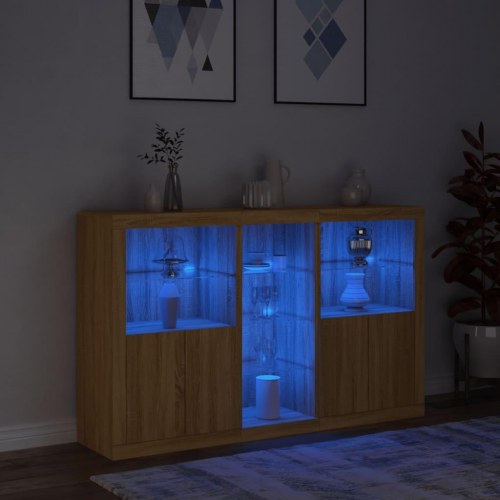 Skænk med LED-lys 162×37×100 cm - sonoma-eg