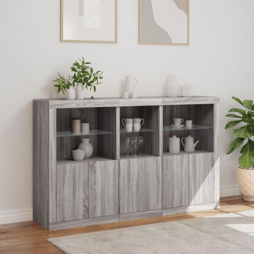 Skænk med LED-lys 162×37×100 cm - grå sonoma-eg