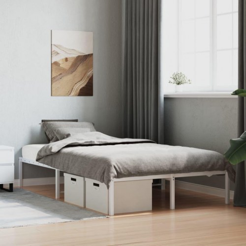 Sengeramme 120x200 cm metal hvid